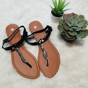 NEW Brown and black studded sandals